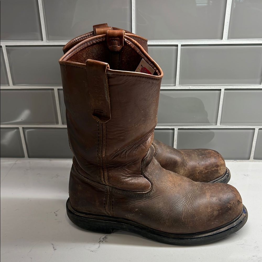 Red Wing‎ Shoes Men's Brown Safety Toe Pull-On Leather Work Boots Men’s Size 9